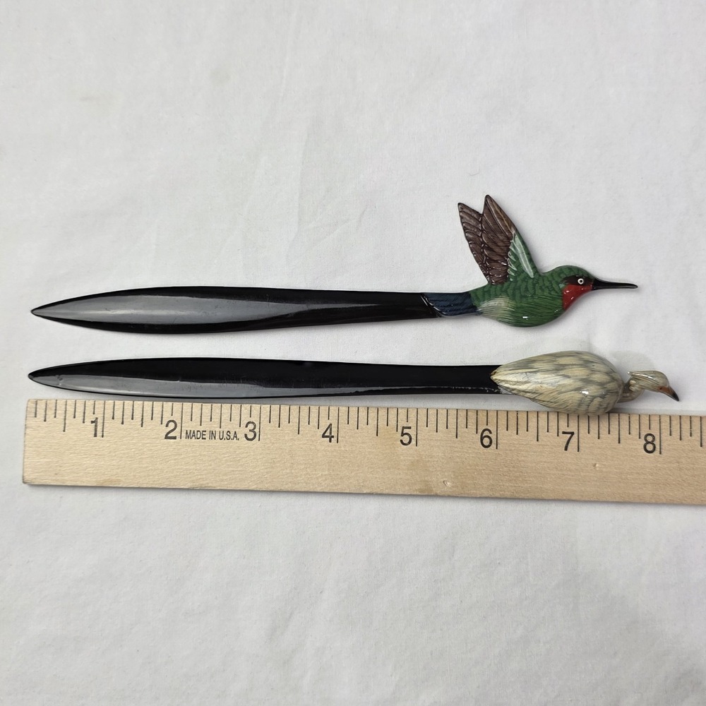 5 Animal Plastic Letter Openers 3 Frogs 1 Humming Bird 1 Crane - Picture 6 of 8
